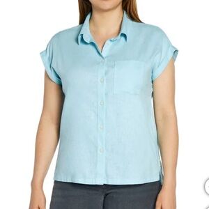 New with tags! Orvis Ladies' Linen Blend Short Sleeve Shirt, Blue,
